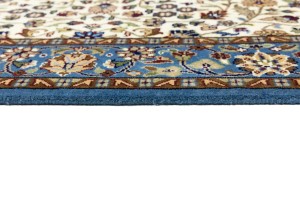 Cream Blue Floral 4X6 Kirman Oriental Rug