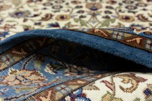 Cream Blue Floral 4X6 Kirman Oriental Rug