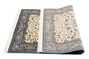 Cream Blue Floral 4X6 Kirman Oriental Rug