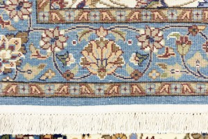 Cream Blue Floral 4X6 Kirman Oriental Rug