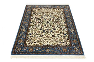 Cream Blue Floral 4X6 Kirman Oriental Rug