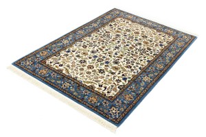 Cream Blue Floral 4X6 Kirman Oriental Rug