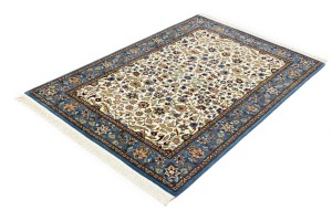 Cream Blue Floral 4X6 Kirman Oriental Rug