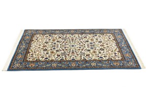 Cream Blue Floral 4X6 Kirman Oriental Rug