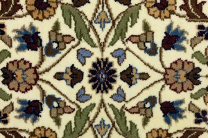 Cream Blue Floral 4X6 Kirman Oriental Rug