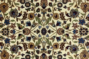 Cream Blue Floral 4X6 Kirman Oriental Rug