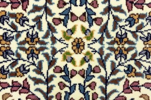 Cream Blue Floral 5X5 Kirman Oriental Square Rug