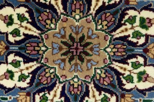 Cream & Blue Floral 6'5X9'2 Kirman Oriental Rug