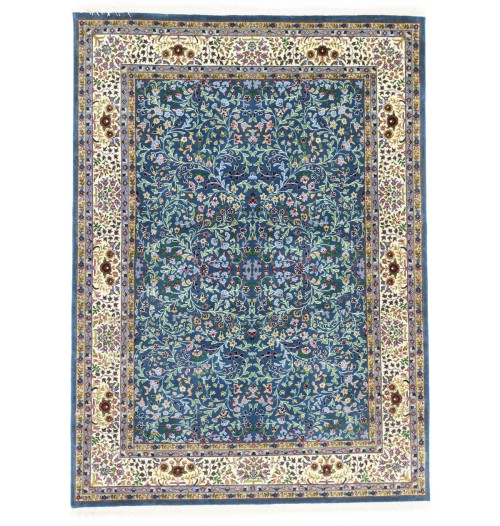 Blue & Cream Floral 6'5X9 Kirman Oriental Rug