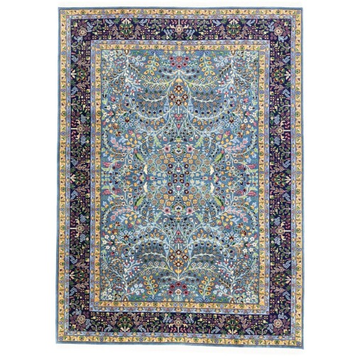 Blue & Navy Floral 7X9 Kirman Oriental Rug