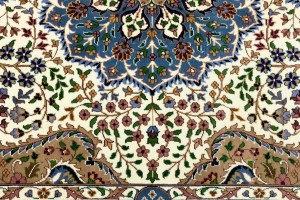 Cream & Blue Floral 6'4X9'1 Kirman Oriental Rug