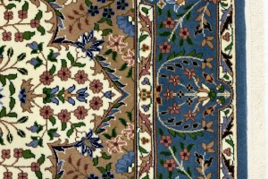 Cream & Blue Floral 6'4X9'1 Kirman Oriental Rug