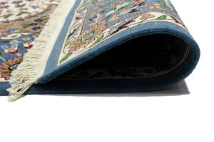 Cream & Blue Floral 6'4X9'1 Kirman Oriental Rug