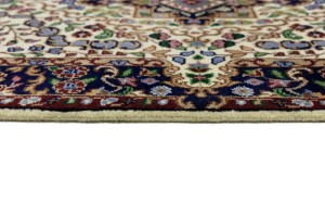 Cream & Navy Floral 3X10 Kirman Oriental Runner Rug
