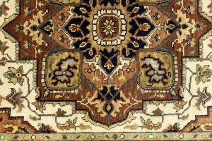 Cream Geometric 4X6 Heriz Serapi Oriental Rug