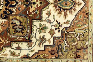 Cream Geometric 4X6 Heriz Serapi Oriental Rug