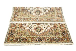 Cream Geometric 4X6 Heriz Serapi Oriental Rug