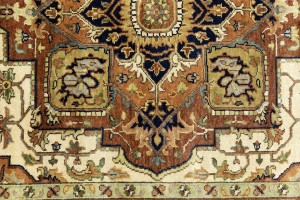 Cream Geometric 6X9 Heriz Serapi Oriental Rug