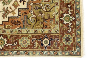 Cream Geometric 6X9 Heriz Serapi Oriental Rug