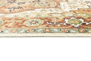 Cream Geometric 6X9 Heriz Serapi Oriental Rug