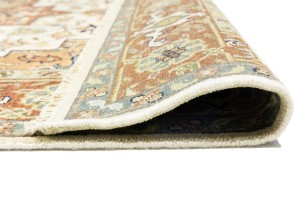 Cream Geometric 6X9 Heriz Serapi Oriental Rug