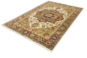 Cream Geometric 6X9 Heriz Serapi Oriental Rug