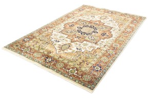 Cream Geometric 6X9 Heriz Serapi Oriental Rug