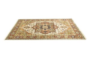 Cream Geometric 6X9 Heriz Serapi Oriental Rug