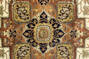 Cream Geometric 6X9 Heriz Serapi Oriental Rug