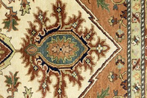Cream Geometric 9X12 Heriz Serapi Oriental Rug