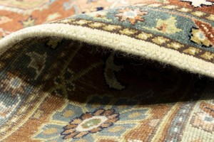 Cream Geometric 9X12 Heriz Serapi Oriental Rug