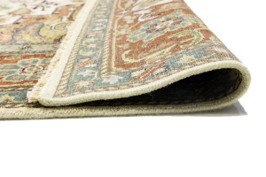 Cream Geometric 9X12 Heriz Serapi Oriental Rug