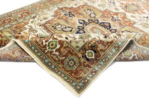 Cream Geometric 9X12 Heriz Serapi Oriental Rug