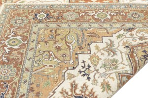 Cream Geometric 9X12 Heriz Serapi Oriental Rug