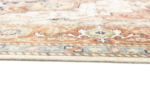 Cream Geometric 10X14 Heriz Serapi Oriental Rug