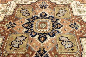 Cream Geometric 10X14 Heriz Serapi Oriental Rug