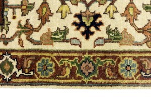 Cream Geometric 3X8 Heriz Serapi Oriental Runner Rug