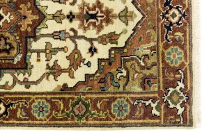Cream Geometric 3X8 Heriz Serapi Oriental Runner Rug