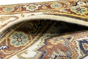 Cream Geometric 3X8 Heriz Serapi Oriental Runner Rug