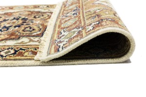 Cream Geometric 3X8 Heriz Serapi Oriental Runner Rug