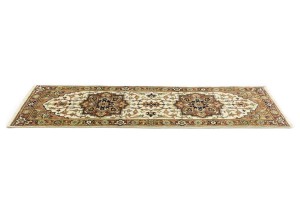 Cream Geometric 3X8 Heriz Serapi Oriental Runner Rug