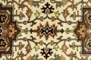 Cream Geometric 3X8 Heriz Serapi Oriental Runner Rug