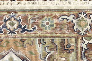 Cream Geometric 3X8 Heriz Serapi Oriental Runner Rug