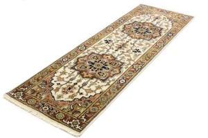 Cream Geometric 3X8 Heriz Serapi Oriental Runner Rug