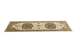 Cream Geometric 3X8 Heriz Serapi Oriental Runner Rug