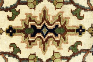 Cream Geometric 3X8 Heriz Serapi Oriental Runner Rug