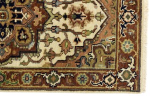 Cream Geometric 3X10 Heriz Serapi Oriental Runner Rug