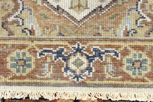 Cream Geometric 3X10 Heriz Serapi Oriental Runner Rug