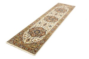 Cream Geometric 3X10 Heriz Serapi Oriental Runner Rug
