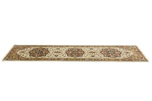 Cream Geometric 3X10 Heriz Serapi Oriental Runner Rug